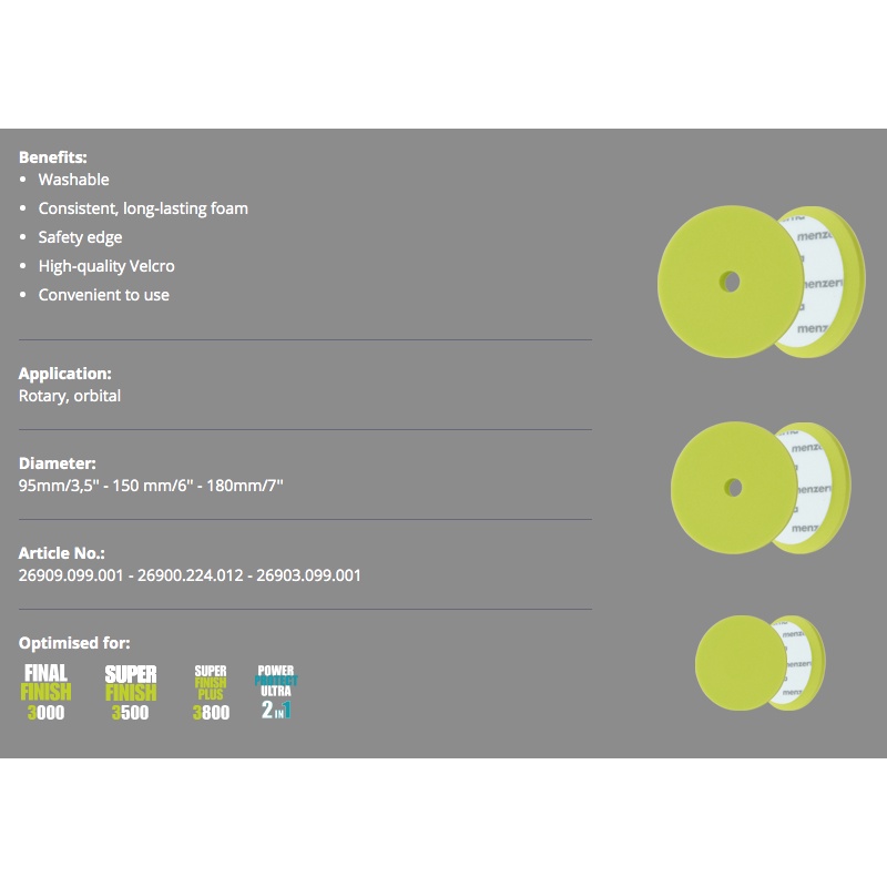 MENZERNA Soft Cut Foam Pad 6 inch Green Polishing Busa Kompon Halus Baret Halus Jeweling MURAH