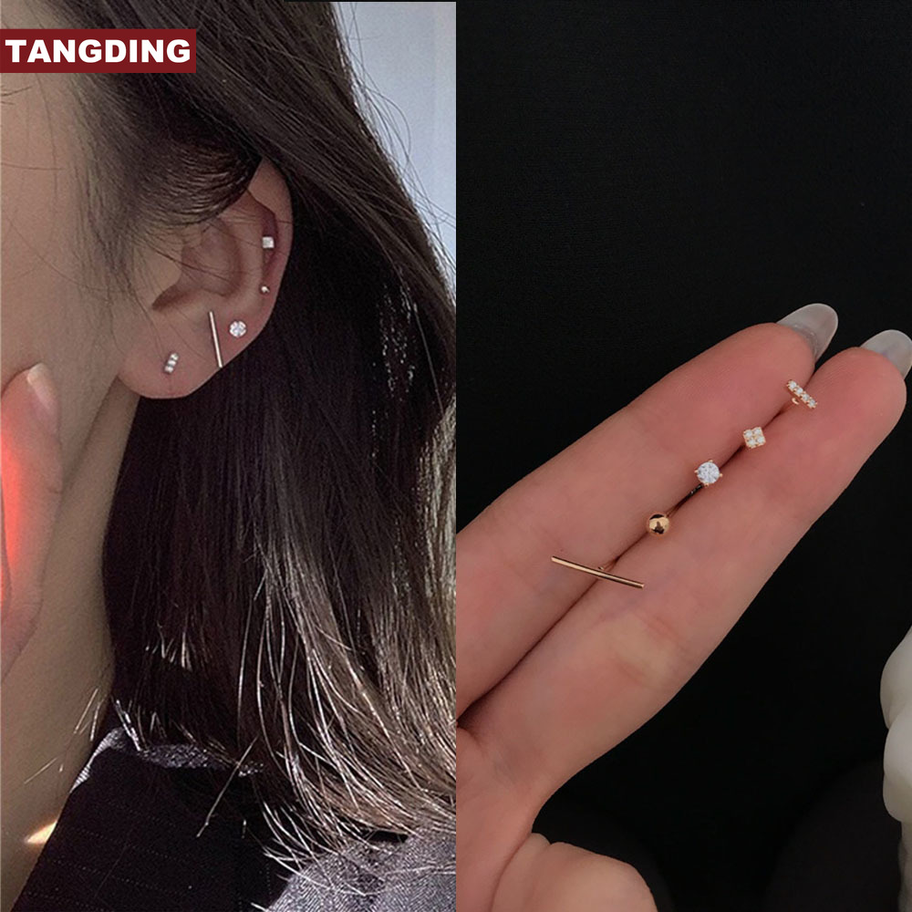 【COD Tangding】5PCS/SET Simple Korea New Fashion Earrings Party Girl Earstuds