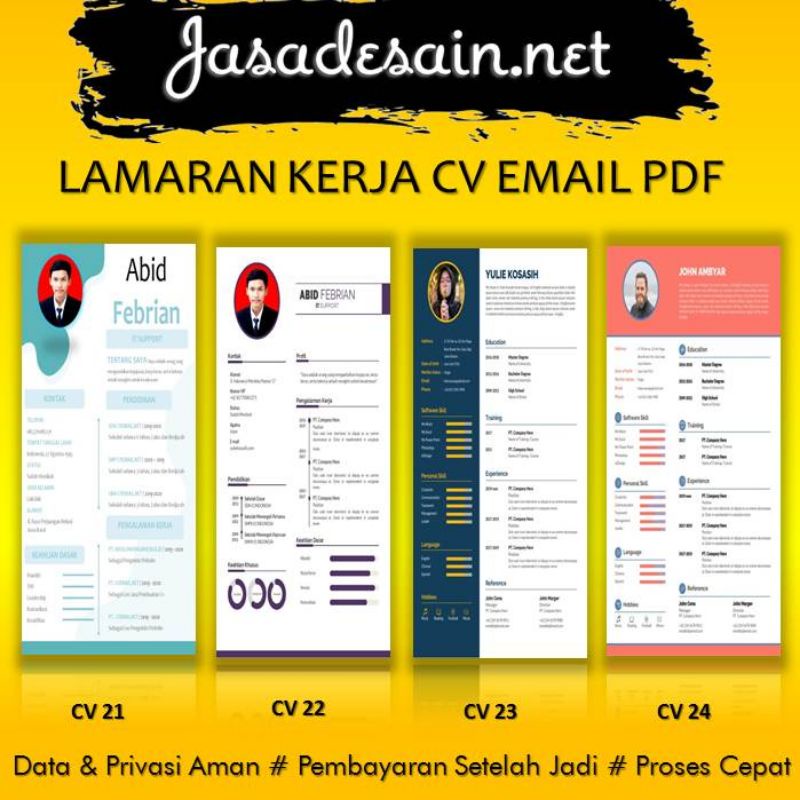 RESUME LAMARAN KERJA CV EMAIL PDF TIPE 6