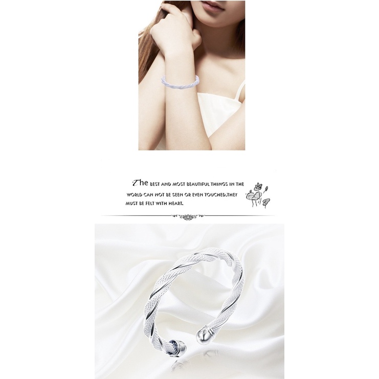 Gelang Model Terbuka Bahan Stainless Steel Lapis Silver