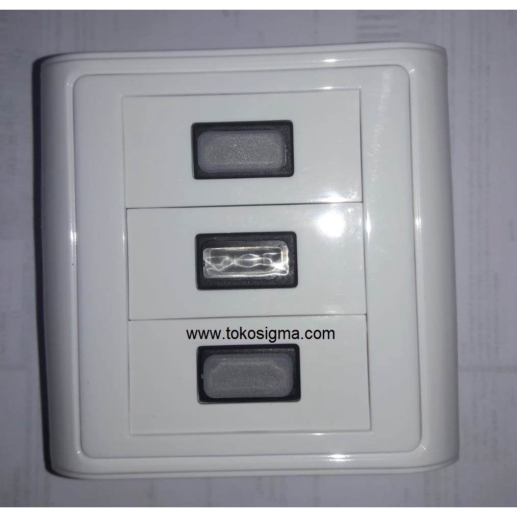 Faceplate 3 Port HDMI F-F Coupler Lurus Straight Colokan Stop Kontak