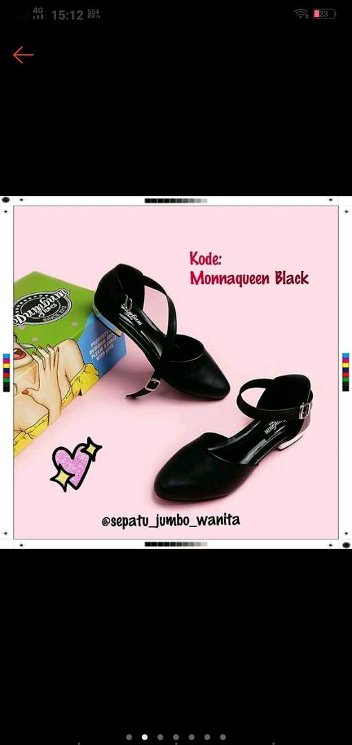 Sepatu Big Size Wanita (kode: Monnaqueen Cream / Black)