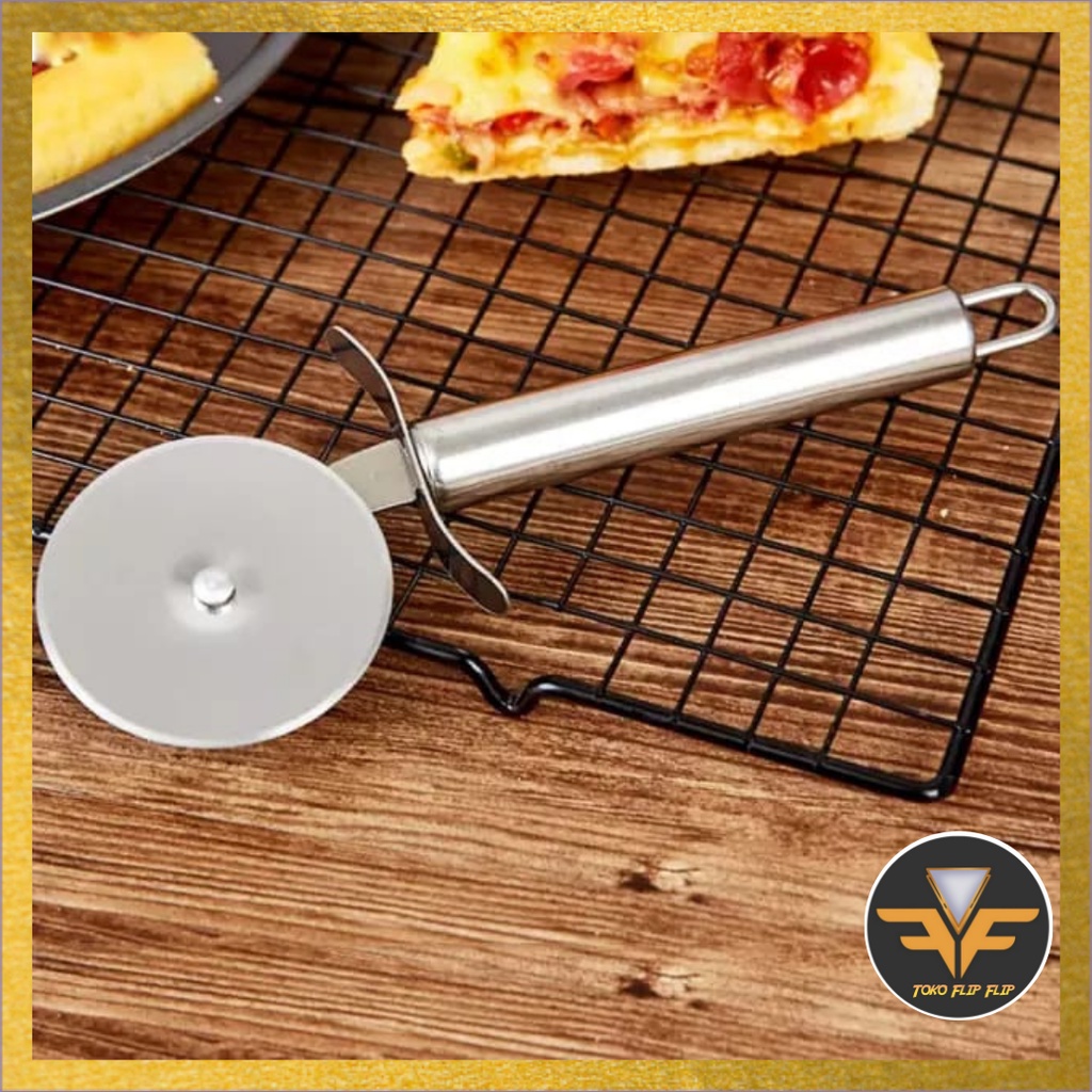 Pisau Cutter Pizza Pisau Pemotong Pizza Bentuk Roda Stainless Steel Pemotong Serbaguna