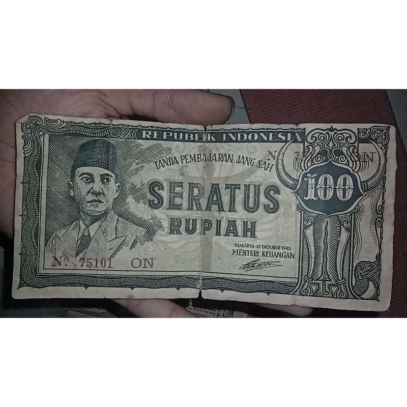 uang soekarno keris 100 rupiah 2 lembar tahun 1945 dan 1947 di mahar aja nego