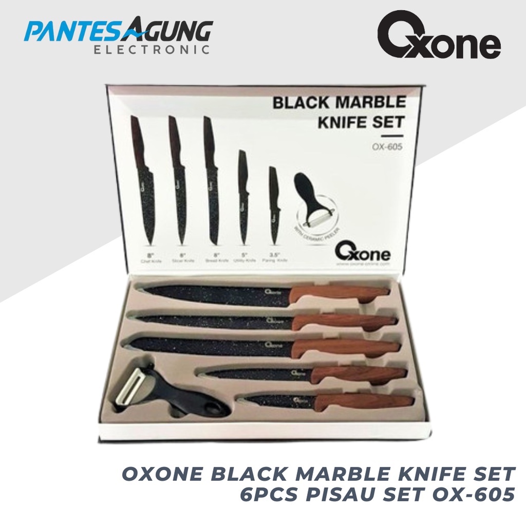 Oxone Black Marble Knife Set 6pcs Pisau Set OX-605