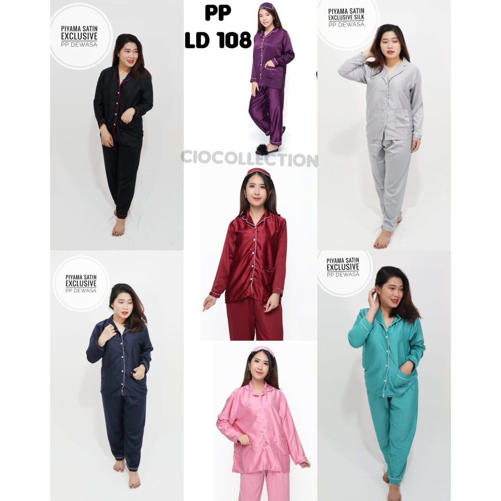 Piyama baju tidur satin lengan panjang celana panjang / PP LD 108