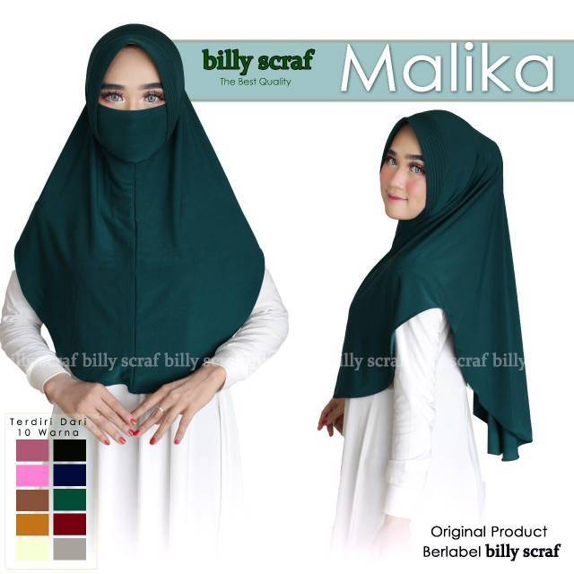 BERGO MALIKA ORI BILLY SCARFT / BERGO NICOB POLOS / HIJAB INSTAN CADAR