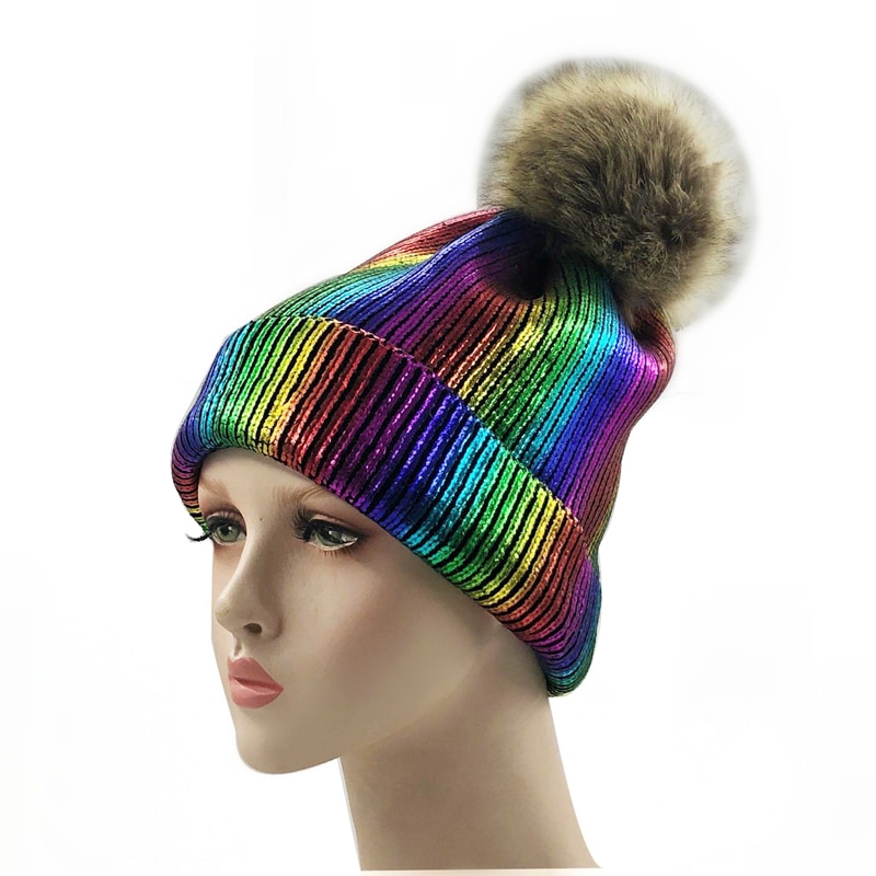 beanie hat with fur pom pom