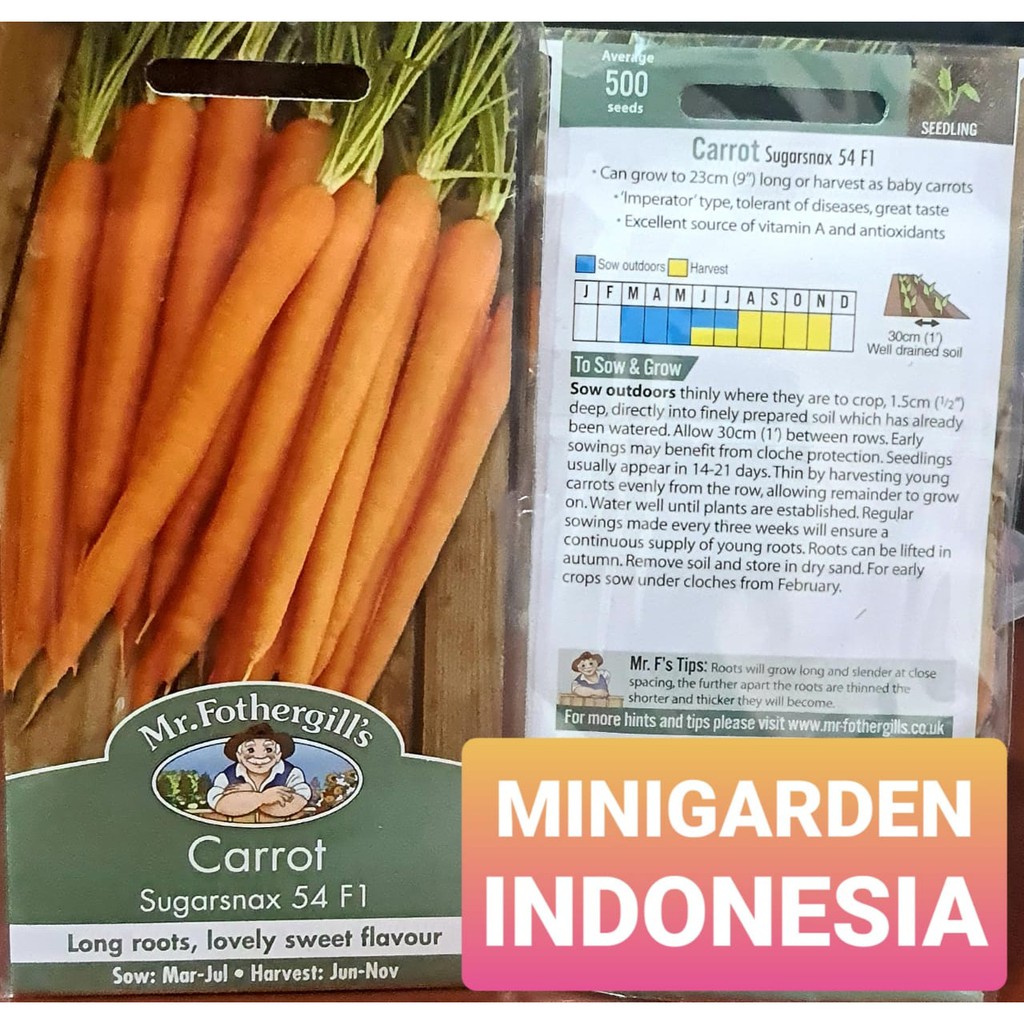 BENIH WORTEL CARROT SUGARSNAX PACK 500 BIJI wortel MR FOTHERGILLS