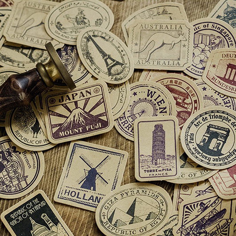 46pcs / Kotak Stiker Kertas Gaya Vintage Untuk Segel Kemasan Hadiah