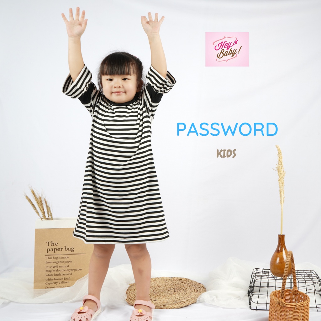 HappyOliver PASSWORD GIVE SALUR Hoodie Dress Sweater 1 - 7 Tahun Baju Anak BerKualitas