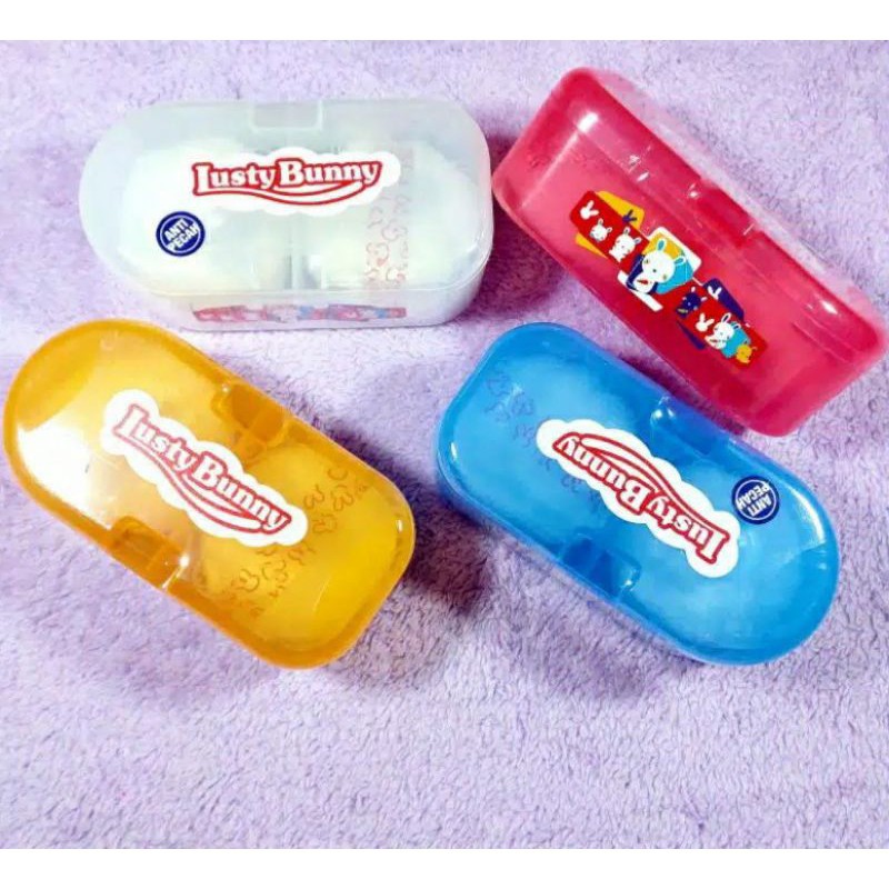 Tempat Bedak Bayi Lusty Bunny Dengan Spons - Puff Lusty Bunny isi 2 / Tempat Bedak Murah