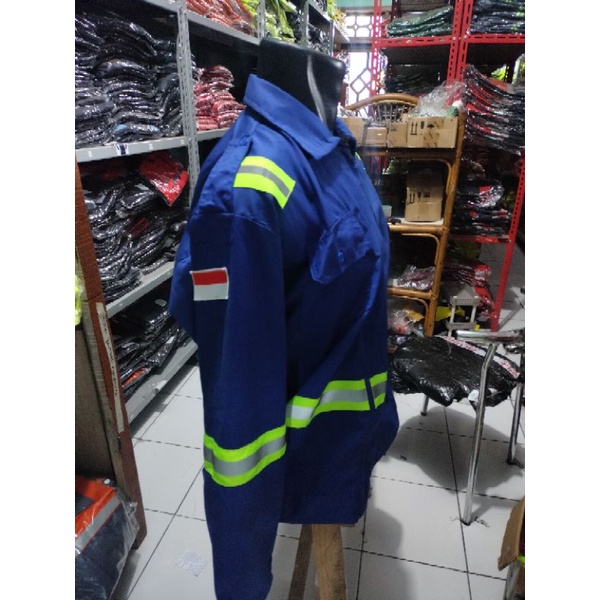 SERAGAM SAFETY BIRU RESLETING SCOTLIGT BESAR HIJAU