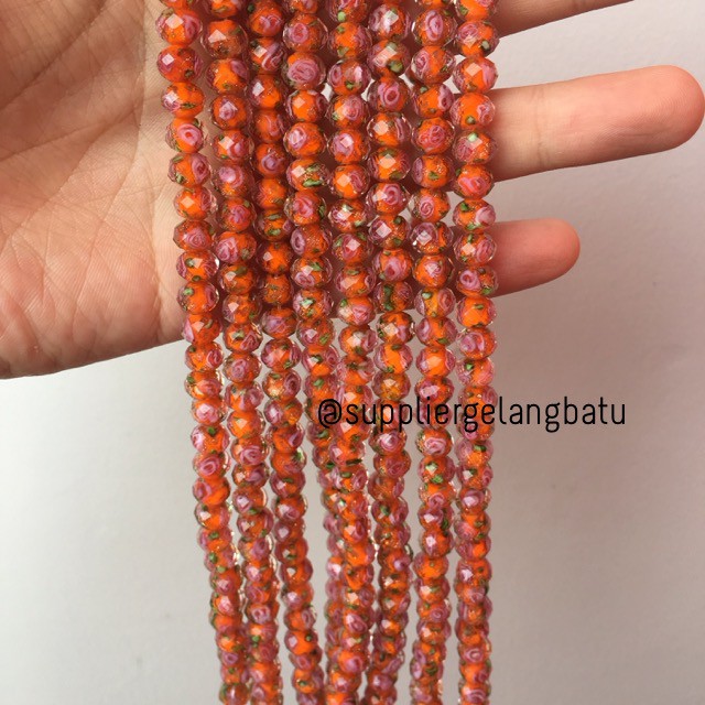 Lampwork kristal Murano 10x8mm bahan crystal ceko mawar orange premium beads aksesoris grosir craft