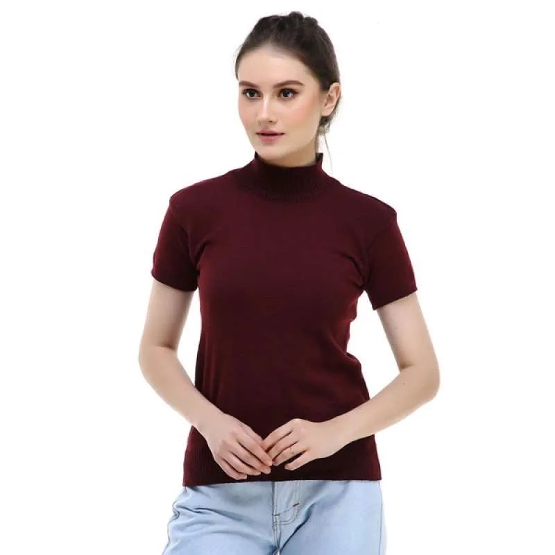 Turtleneck lengan pendek / Turtleneck pendek Wanita / Atasan Wanita Fashionable