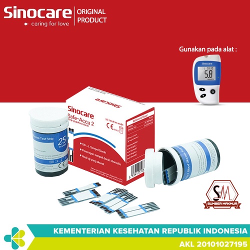 Strip Uji Gula Darah | Strip Test Gula Darah Sinocare Safe-Accu 2  (50 Strip)