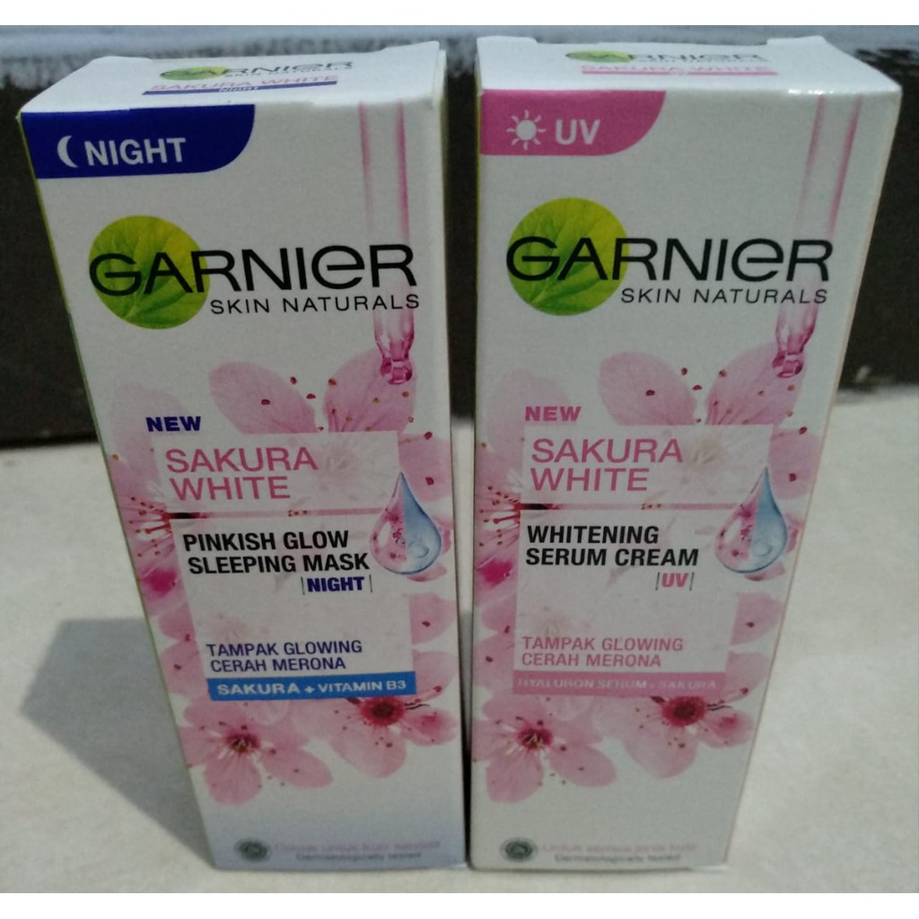 GARNIER SAKURA GLOW HYALURON SERUM CREAM UV ( DAY CREAM ) / SLEEPING MASK NIGHT CREAM