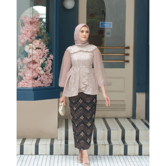 Set Couple Kebaya Lamaran Engagement Wisuda Gamis Brukat Mutiara Modern Kemeja Couple