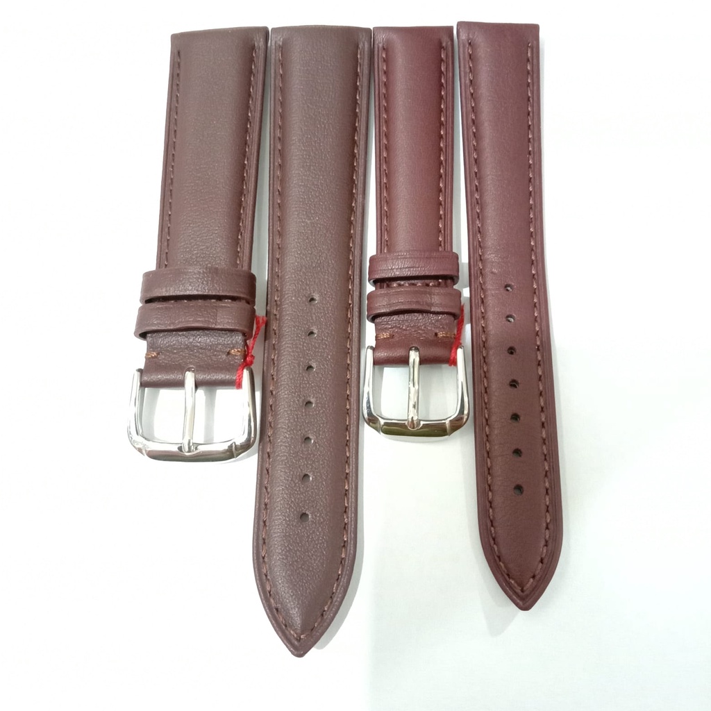 TALI KULIT JAM TANGAN STRAP WATCH ORIGINAL COKLAT TUA UKURAN 12 MM - 24 MM