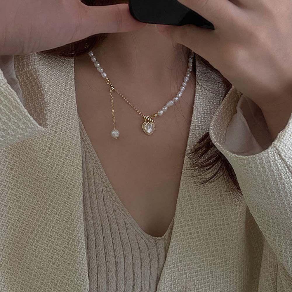 Mxbeauty Kalung Mutiara Elegan Retro Hadiah Shell Perempuan Choker Wanita Rantai Klavikula