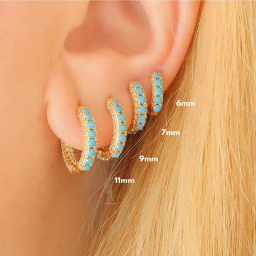 Lily CZ Anting Emas Perak Daith Keong Snug Hidung Cincin Turquoise Hoop Earrings Helix Cartilage Tragus Perhiasan Tubuh CZ Tindik Telinga