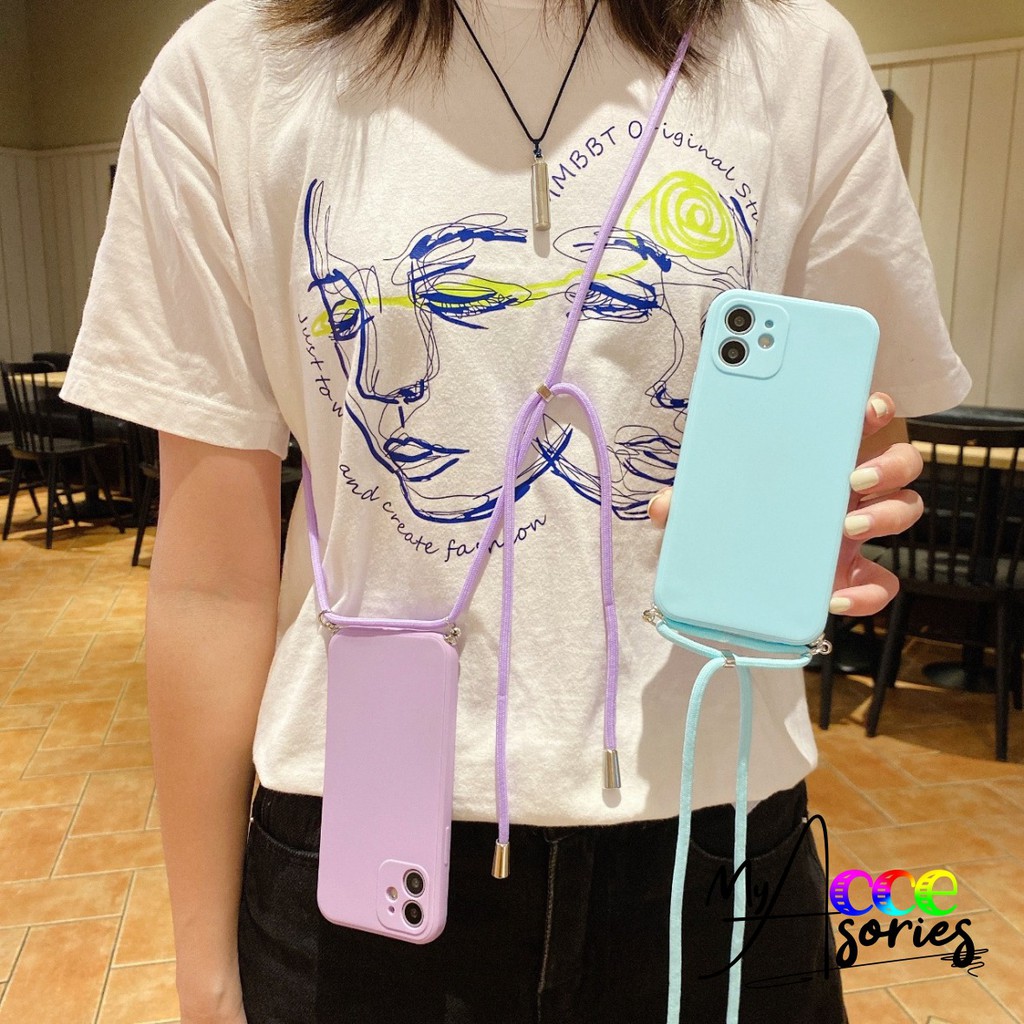 SOFTCASE SLINGCASE TALI LANYARD MACARON PELINDUNG KAMERA XIAOMI REDMI K40 PRO POCO F3 3 4A 4X 5A 5+ 