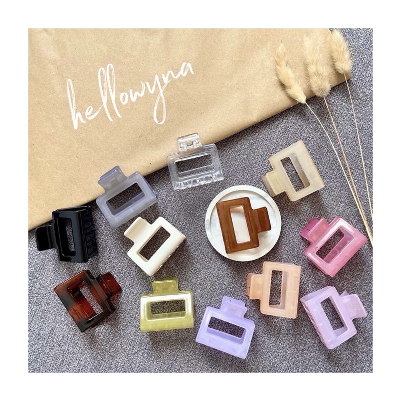 RECTA CLIP Jepit Rambut Persegi Panjang Jepitan Warna Warni Netral Pastel