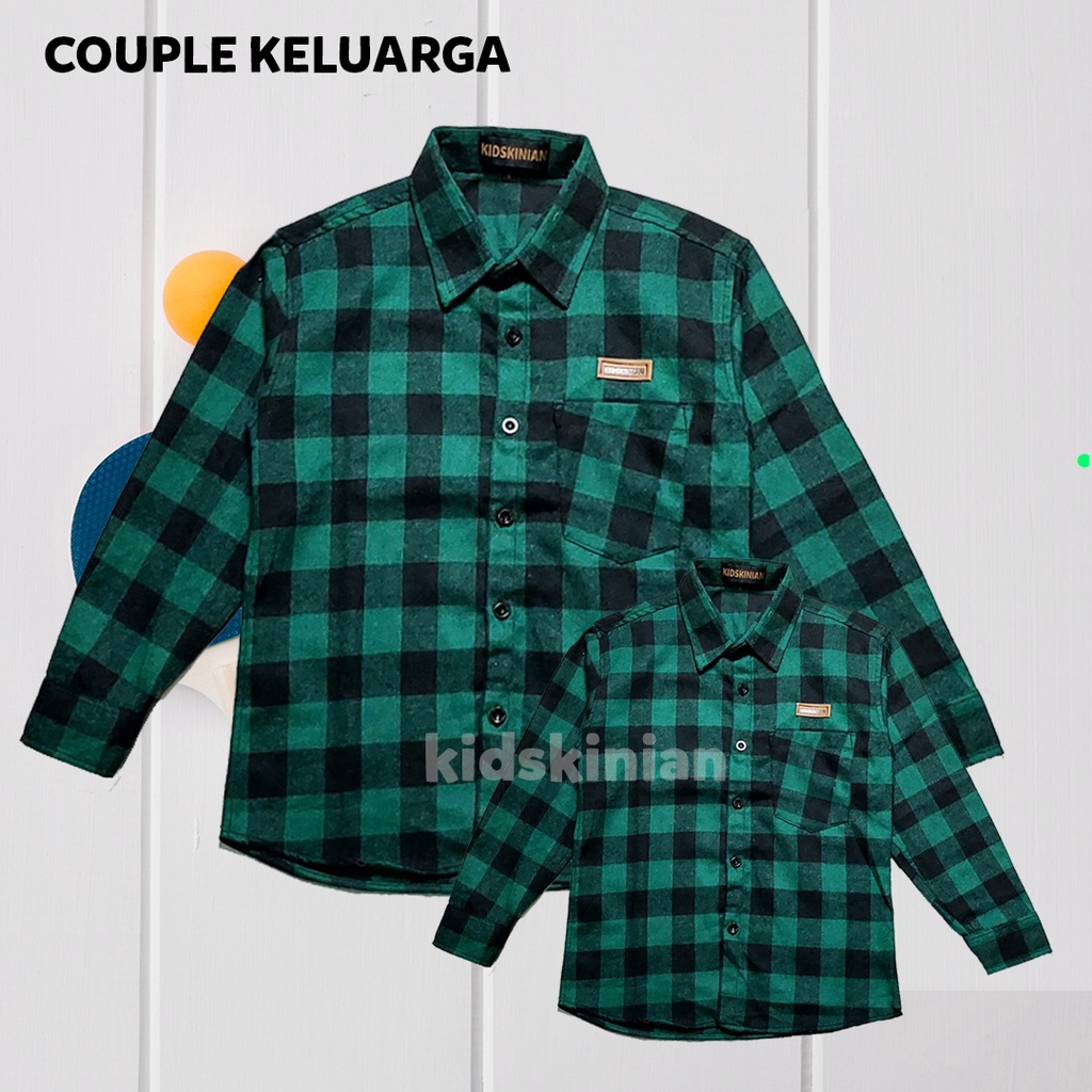 Couple Keluarga Ibu Ayah dan Anak Perempuan Laki Laki Baju Kemeja Fashion Pasangan Family