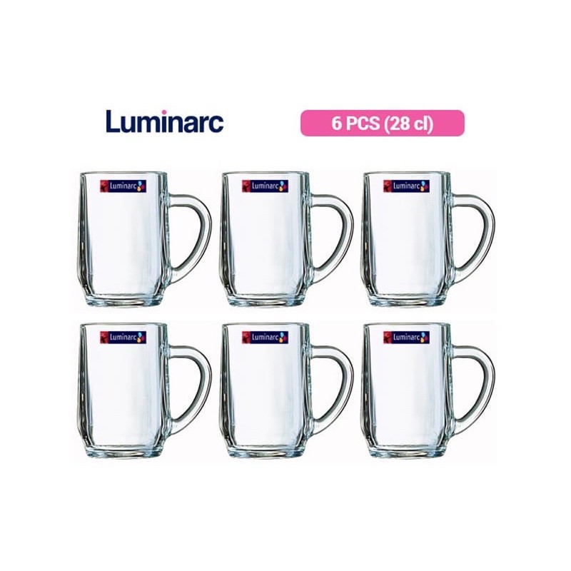 Luminarc Haworth Mug Bir Kecil Gelas Air Kaca 28cl 280ml Beer Glass Cafe Bar Bintang