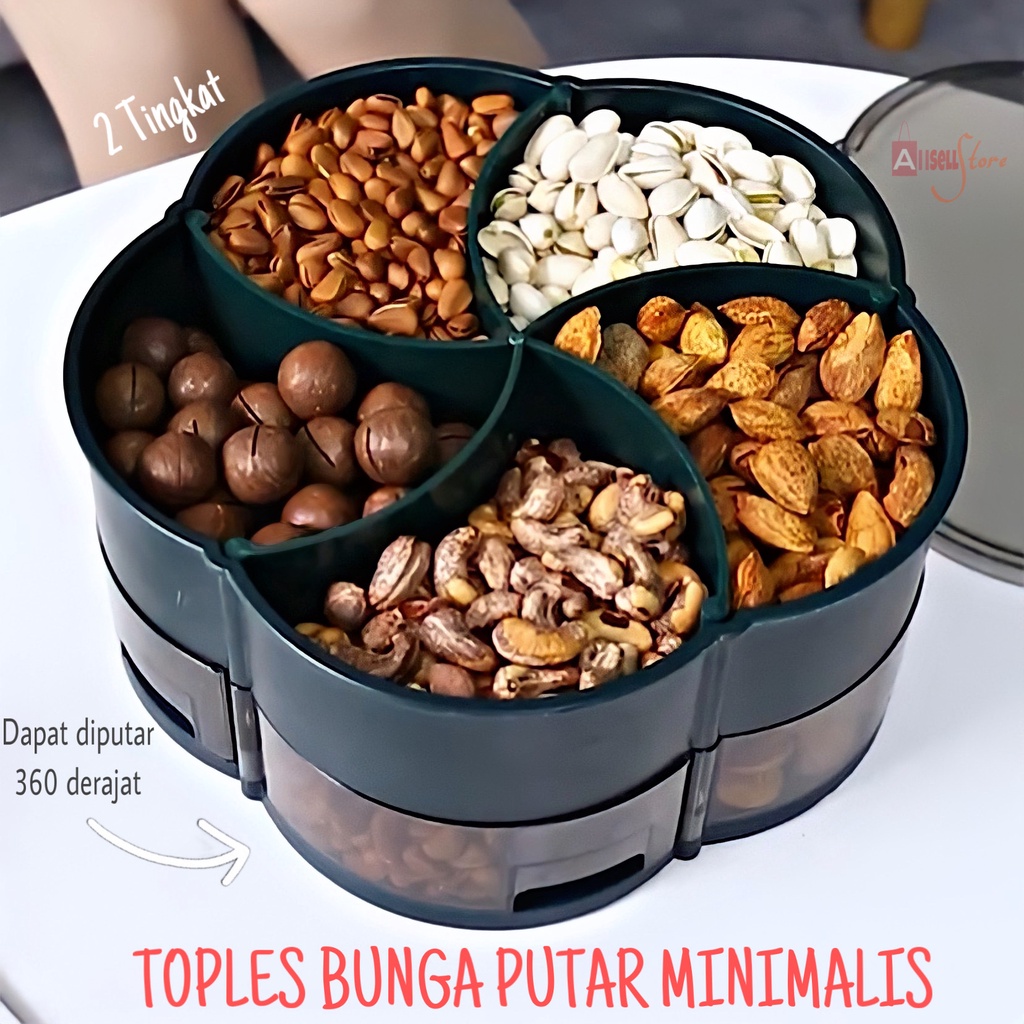 ( BISA COD ) PROMO TOPLES BUNGA PUTAR 360 DERAJAT / TOPLES KACANG PERMEN MINIMALIST / TOPLES PUTAR / TOPLES 2 TINGKAT / TOPLES PERMEN / TOPLES BENTUK BUNGA / TOPLES MAKANAN / DENGAN TUTUP KACA SMOKE