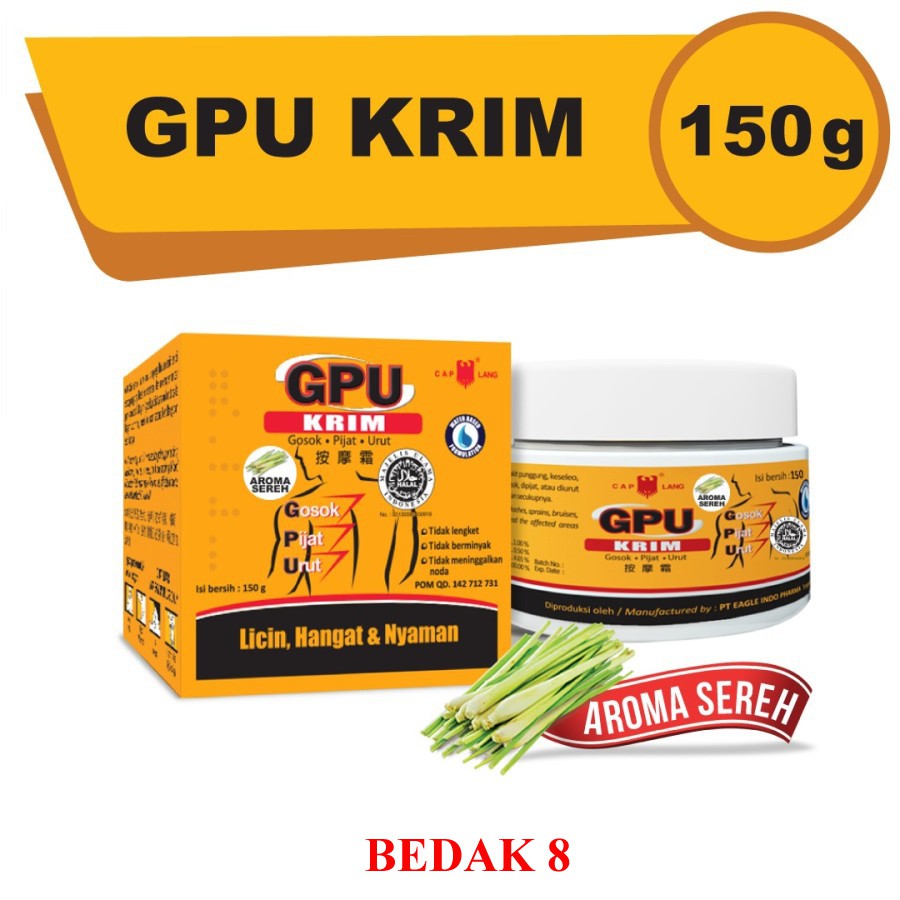 Cap Lang GPU KRIM SEREH 150 GR/ GPU Cream Pijat Urut