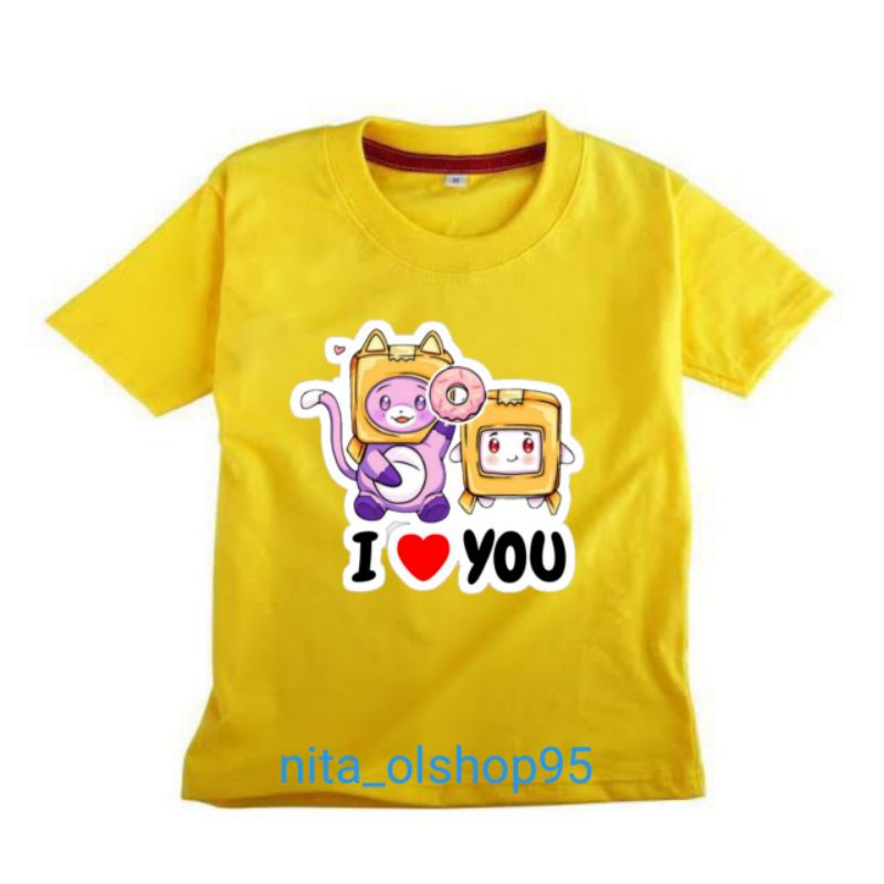 kaos lankybox baju kaos anak lanky box karakter terlaris i love you