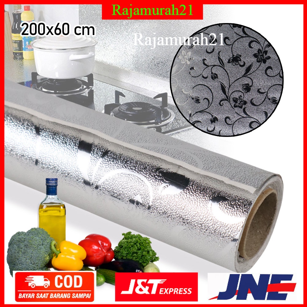 AWOO Wallpaper Aluminium Foil Anti Minyak Waterproof Flower - 7CHX39SV