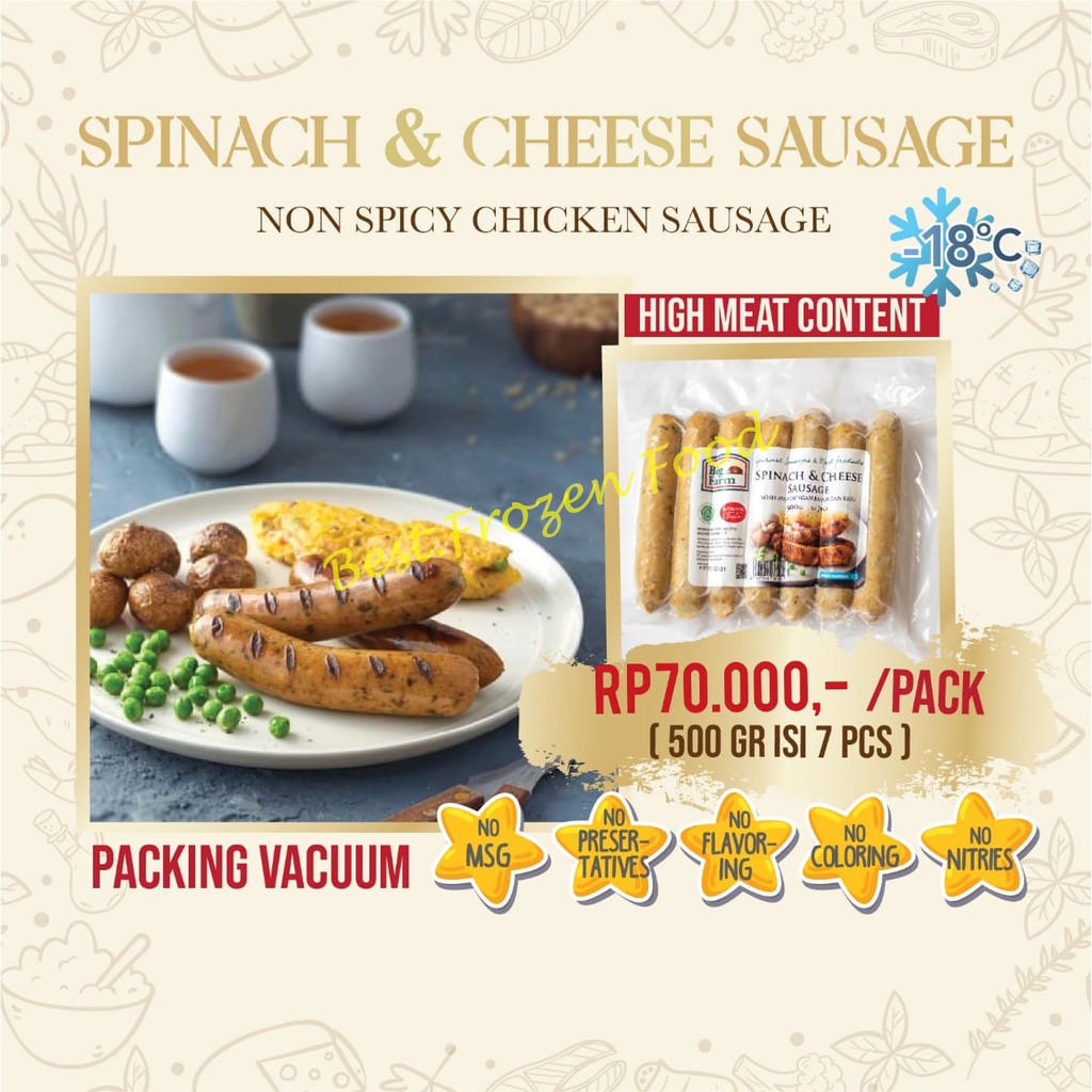 

Spinach & Cheese Sausage (Non-spicy Chicken Sausage)