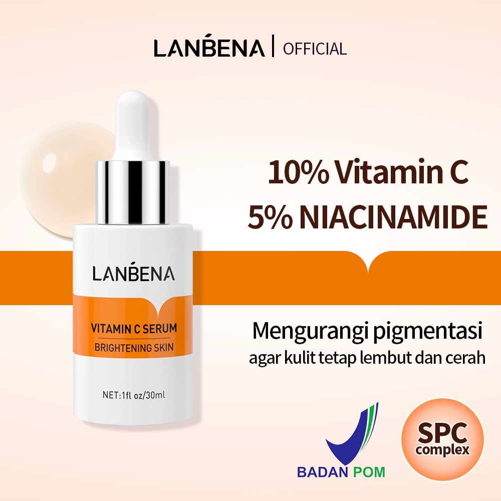 LANBENA Whitening Vitamin C Serum - Mencerahkan Wajah Pemutih Melembabkan Anti-kerut Perawatan kulit (30ml)