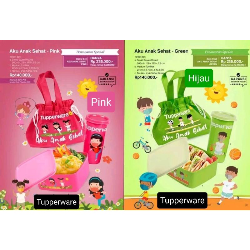 Bekal Anak Set Tupperware Free Tas ( Aku Anak Sehat )