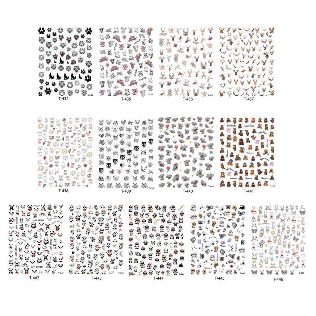 Mxbeauty Stiker Kuku Anak Tahan Air DIY Koala Panda Self Adhesive Nail Art Dekorasi