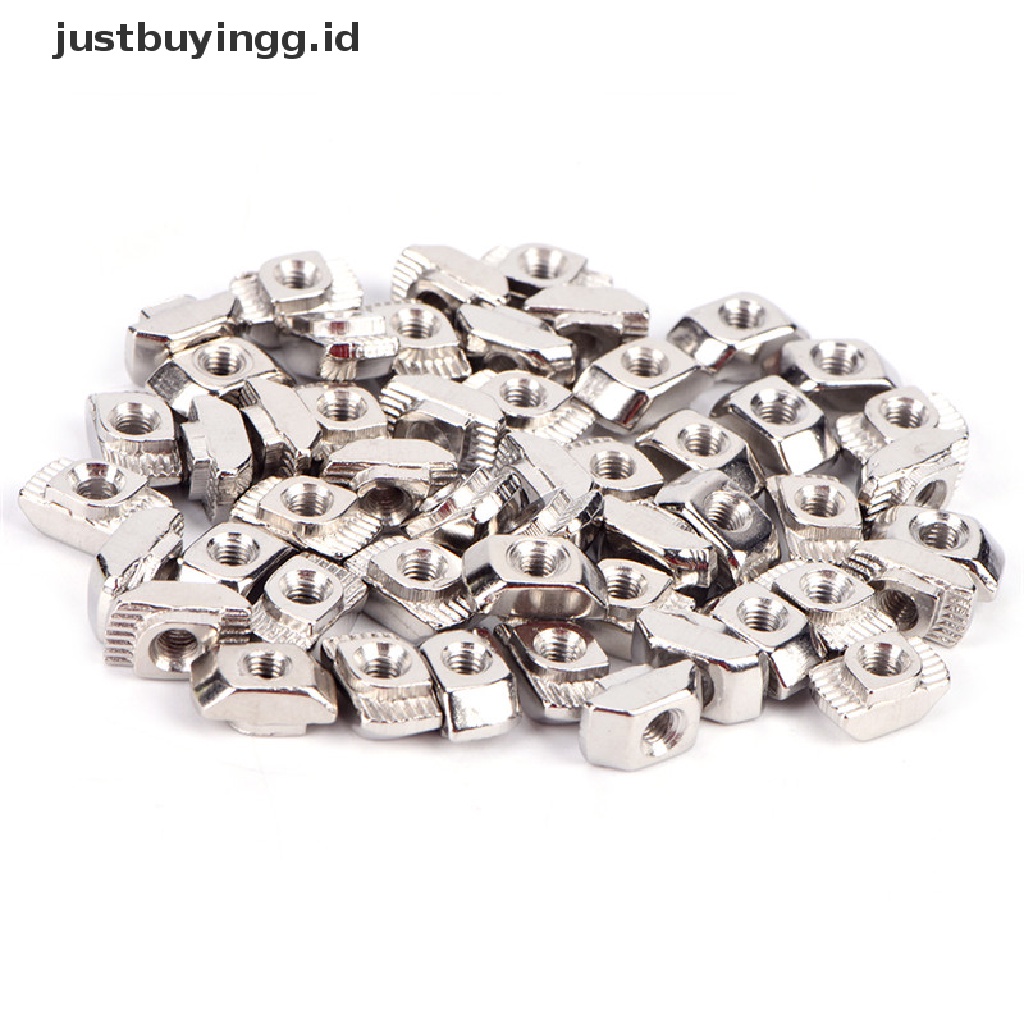 50 Pcs T-Slot Drop In T-Nut M3 M4 M5 Thread Bahan Carbon Steel Aluminum Gaya Eropa