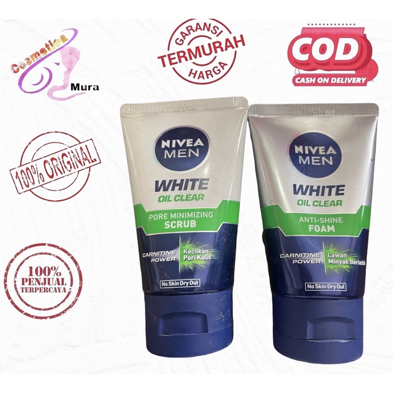 [ 100 gr / besar ] nivea men white oil clear pore minimizing scrub - nivea men White Oil Clear Anti Shine Foam 100 gr