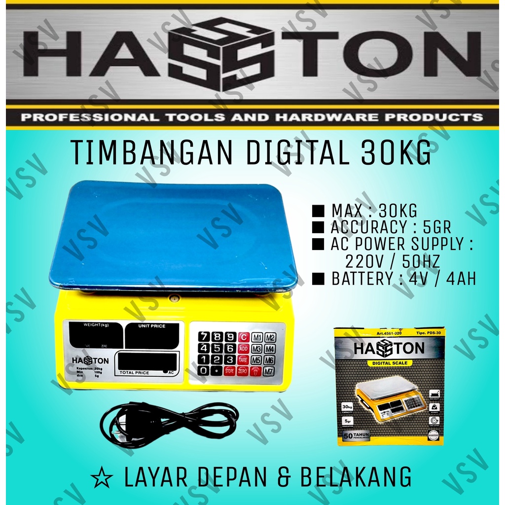 Timbangan Digital 30 Kg  4561-020 Timbangan Meja Layar Depan Belakang