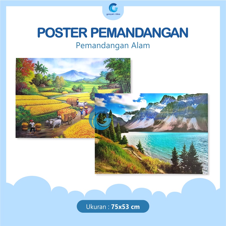 Poster Dinding Tempel Jumbo Lukisan Alam Glossy