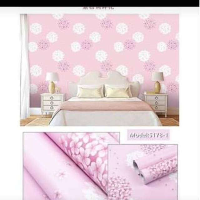 WALLPAPER DINDING MOTIF DENDALION PINK 10m x 45cm