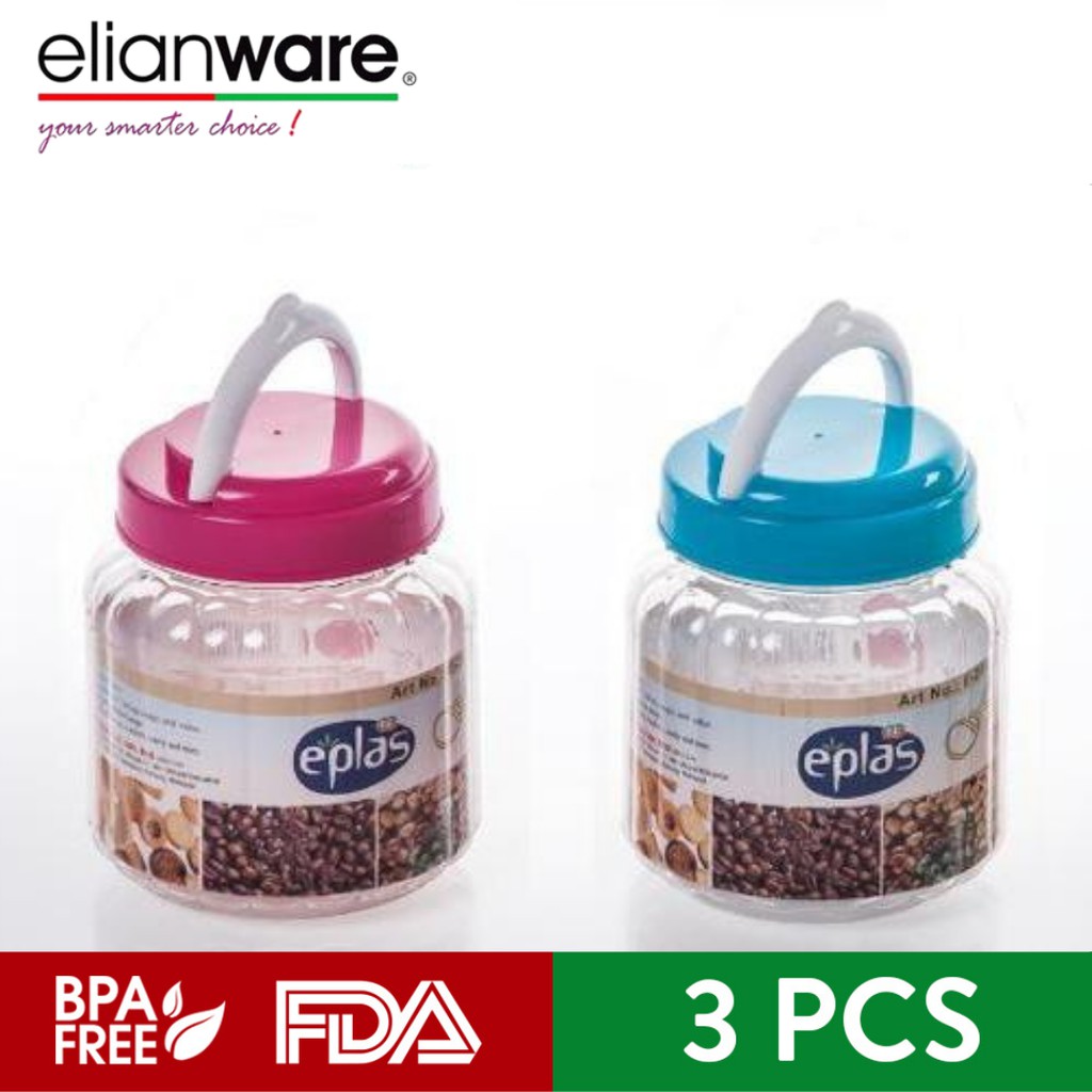EPLAS Fresh Storage 400ml, PET (3pcs/set), BPA Free, Toples Makanan Multifungsi