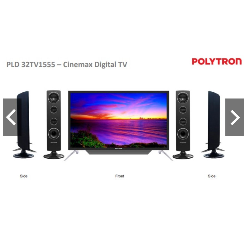 Polytron LED Digital TV 32&quot; DVB-T2 Cinemax 32TV1555 Speaker Tower