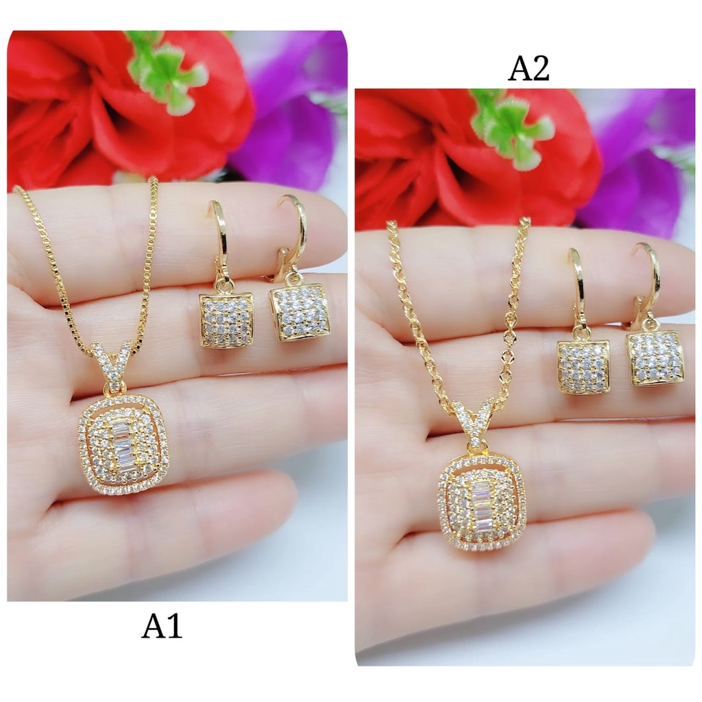 Set perhiasan kalung dan anting lapis emas A1,A2