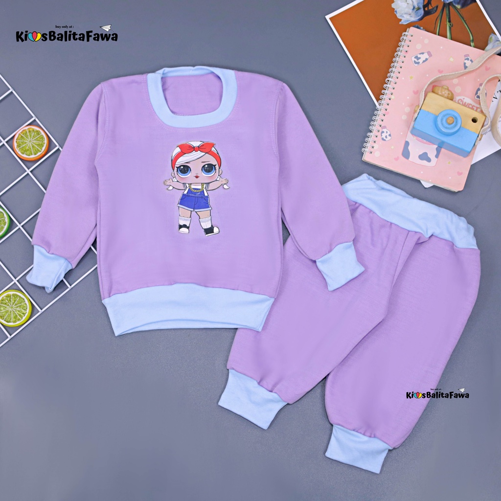 Setelan Cookie uk 1-2 Tahun / Sweater Karakter &amp; Jogger Setelan Anak Cewek DOLL Celana Baju Lengan Panjang Bahan Adem Babycinnamon