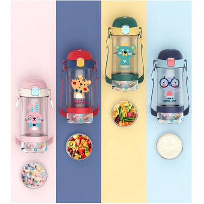 TOMOR waterbottle with snack case 440ml BPA FREE T3007