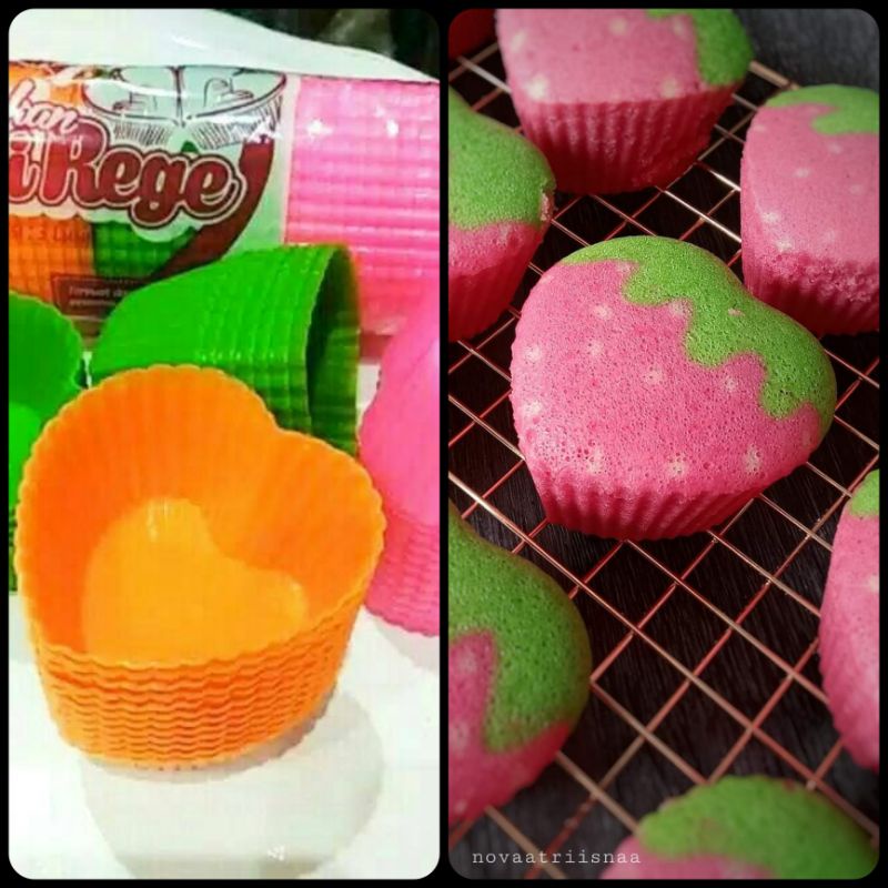 12 Biji Cetakan Kue lapis puding bolu kukus Love Hati