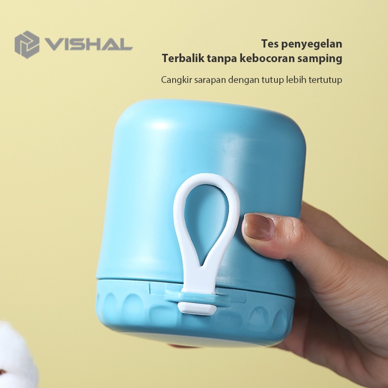 VISHAL Gelas Soup &amp; Ice Multifungsi + Sendok Anti Tumpah - BPA Free Anti Tumpah Sup Portable Cup VS-78