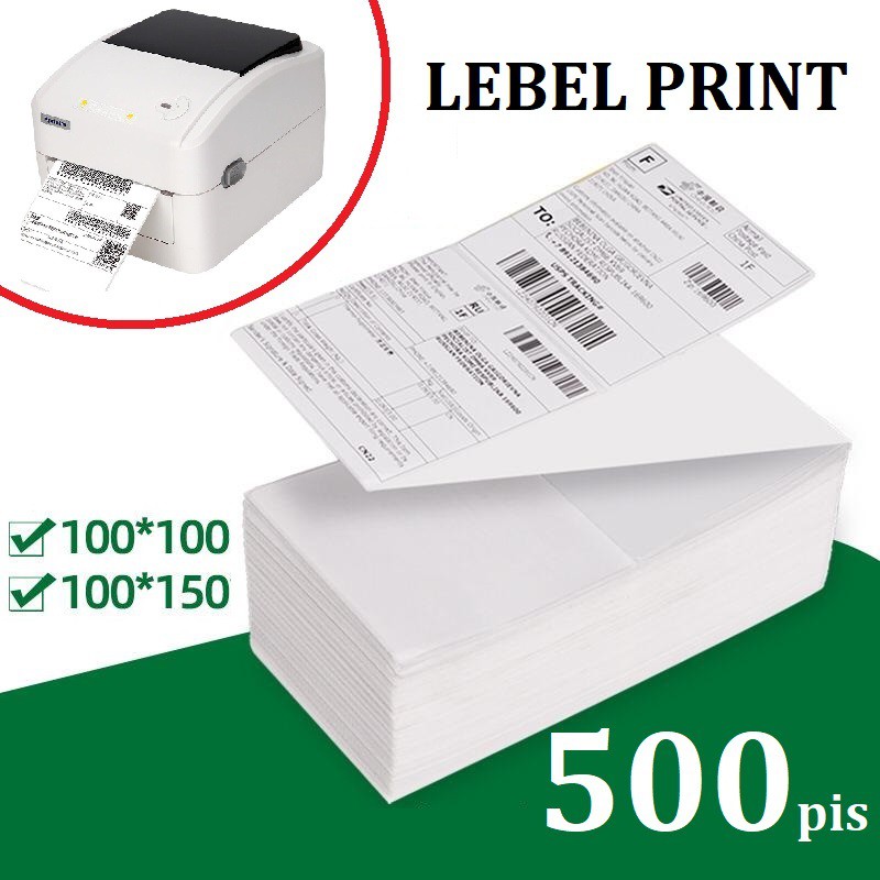 

KERTAS LEBEL / Kertas Print RESI JOB Thermal Tempel 100x150mm dan 100x100mm isi 500 lembar label